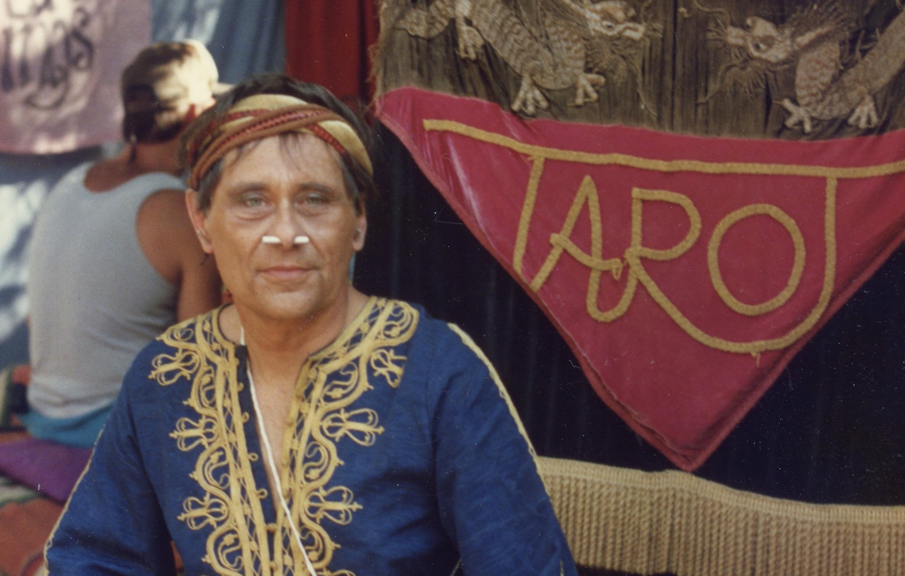 A photo of Fakir Musafar, a body modification artist at a Ren Fair in 1988.